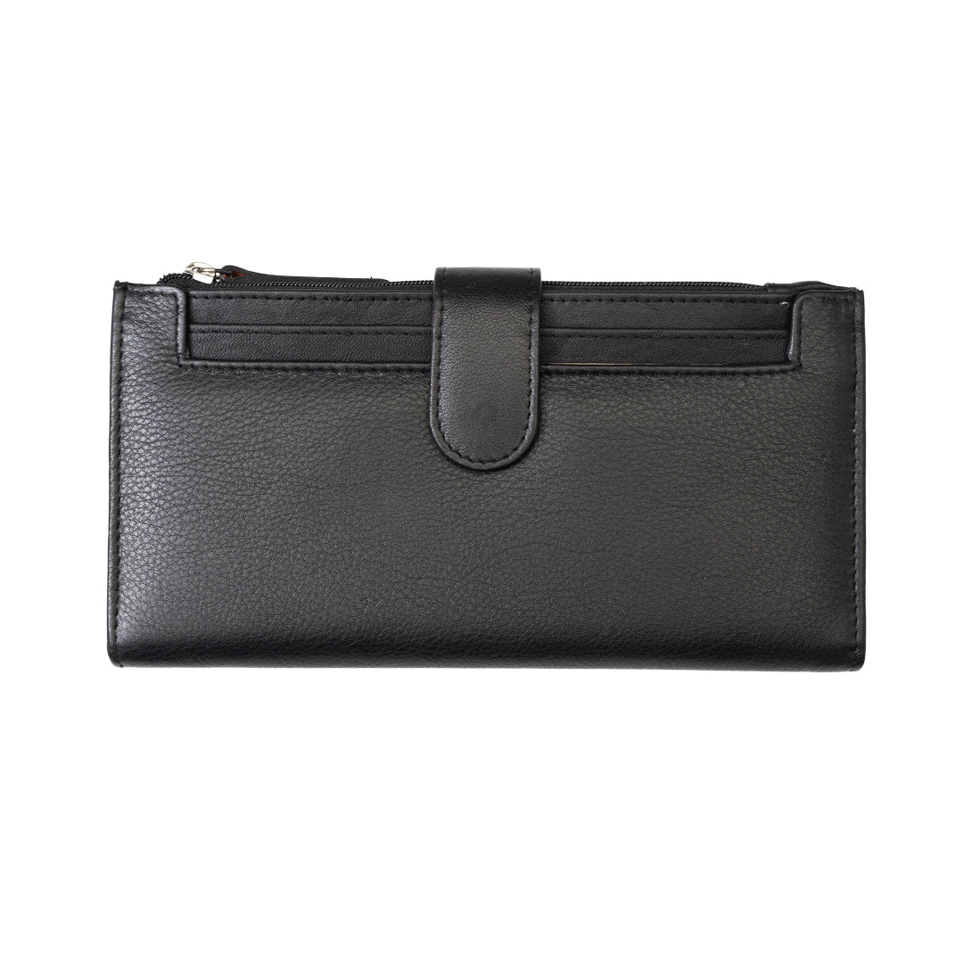Portafoglio donna in pelle naturale nera Cory, protezione RFID