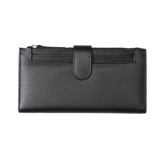 Portafoglio donna in pelle naturale nera Cory, protezione RFID