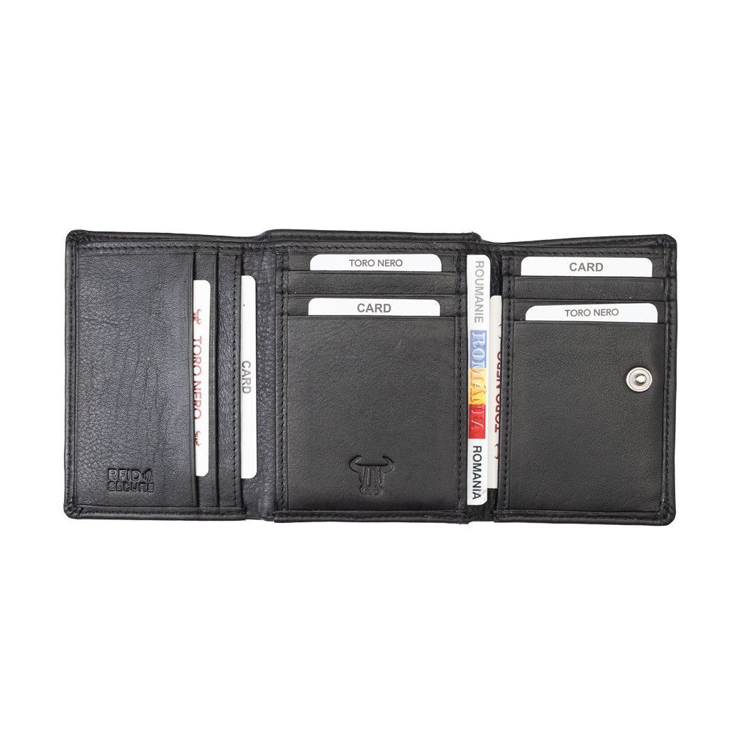 Portafoglio da donna in vera pelle nero Ellis, protezione RFID