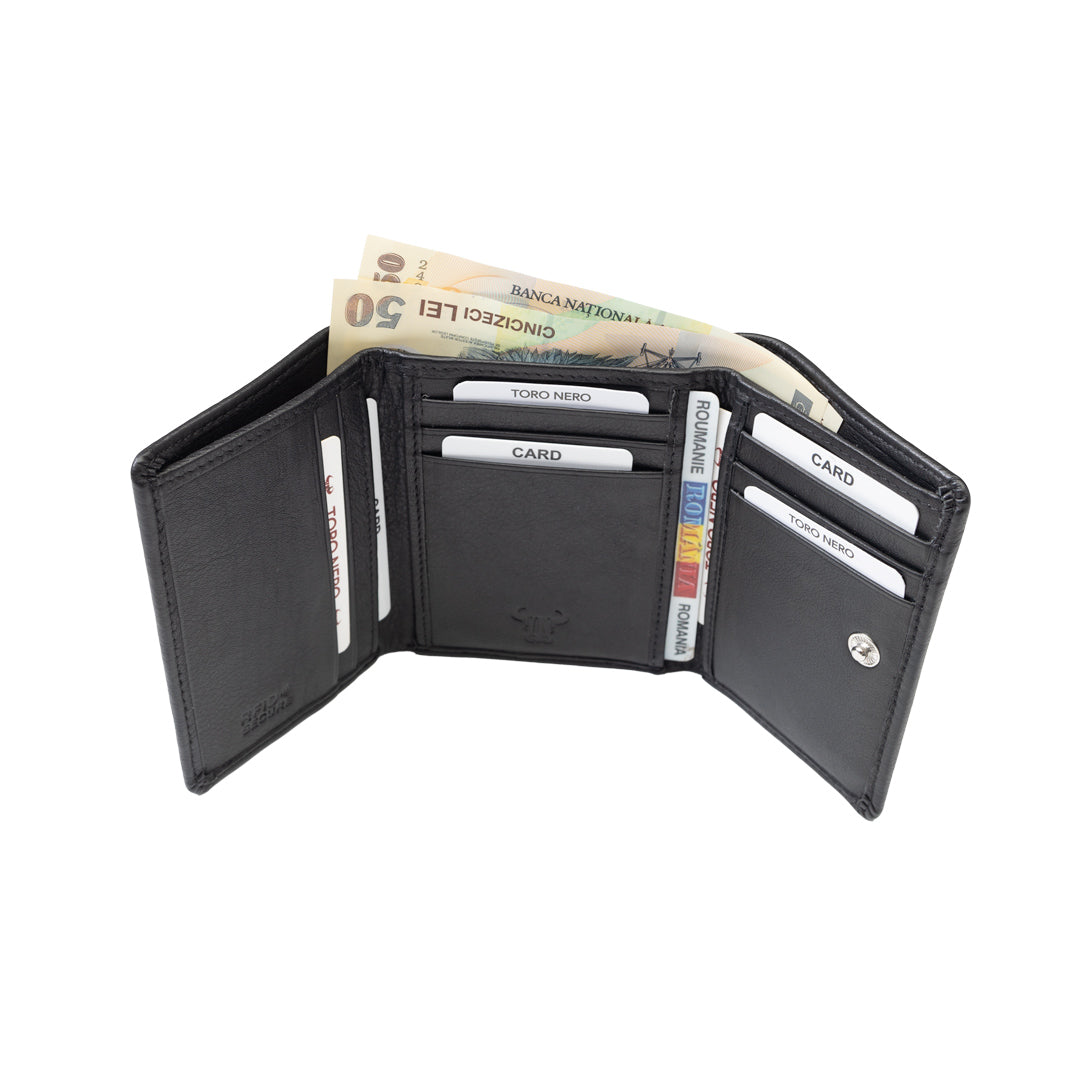 Portafoglio da donna in vera pelle nero Ellis, protezione RFID