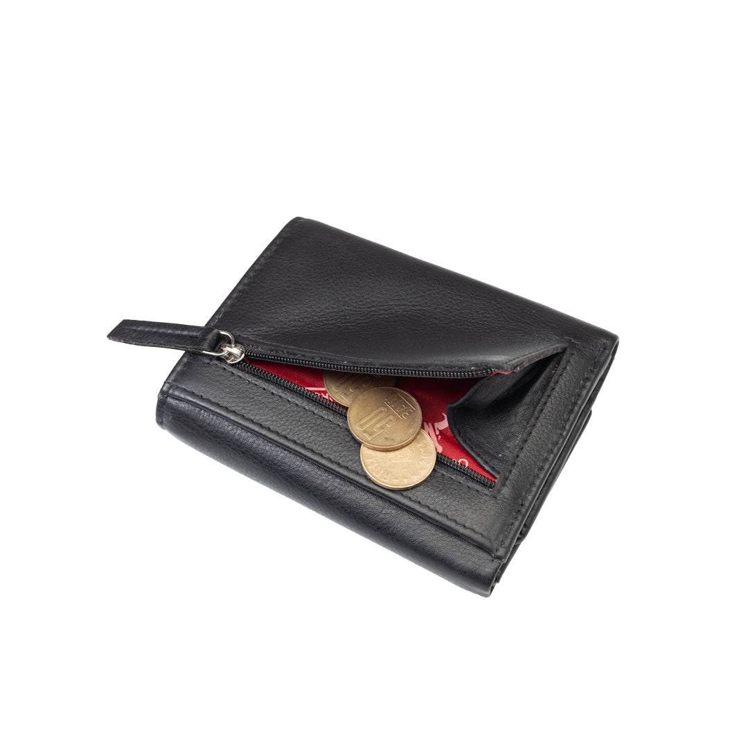 Portafoglio da donna in vera pelle nero Ellis, protezione RFID