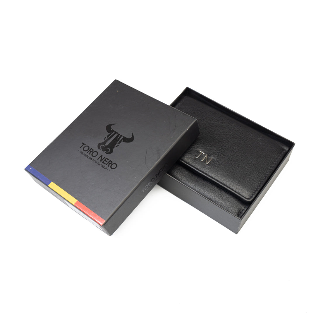 Portafoglio da donna in vera pelle nero Ellis, protezione RFID