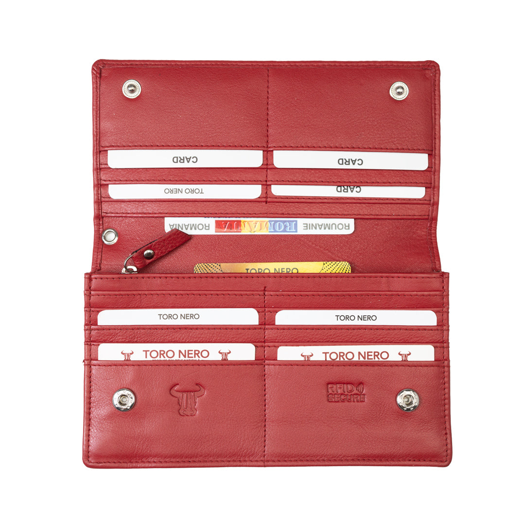 Portafoglio donna in vera pelle rosso Chiara, protezione RFID