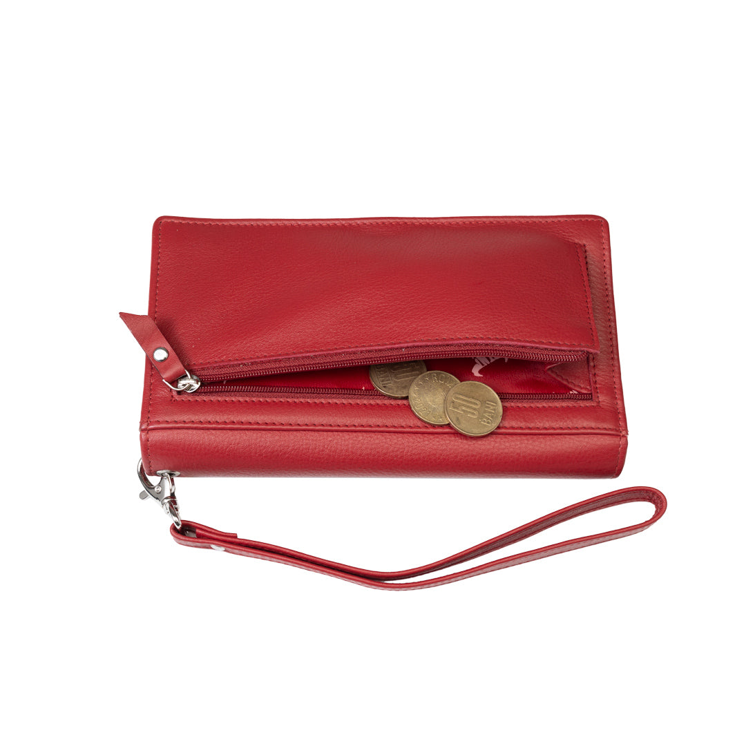 Portafoglio donna in vera pelle rosso Chiara, protezione RFID