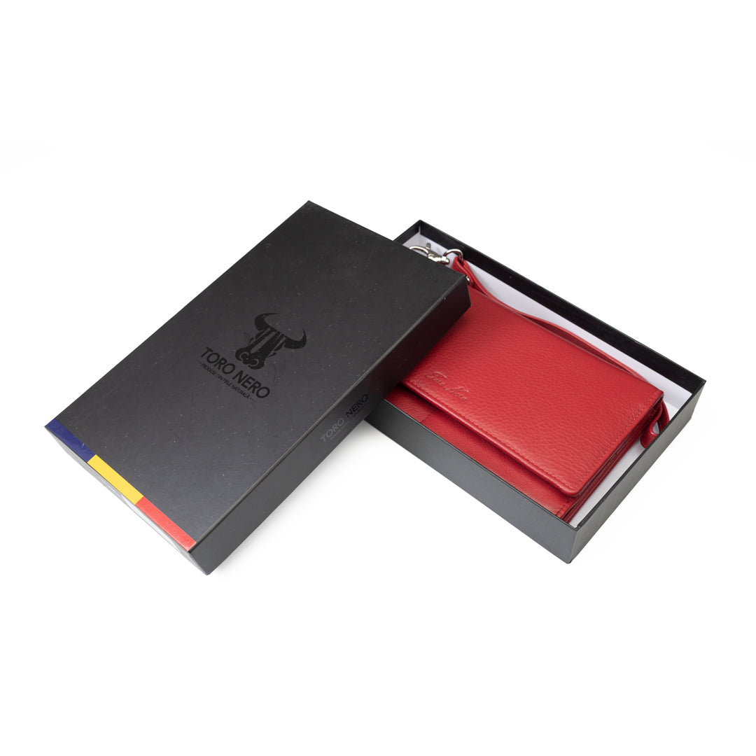 Portafoglio donna in vera pelle rosso Chiara, protezione RFID