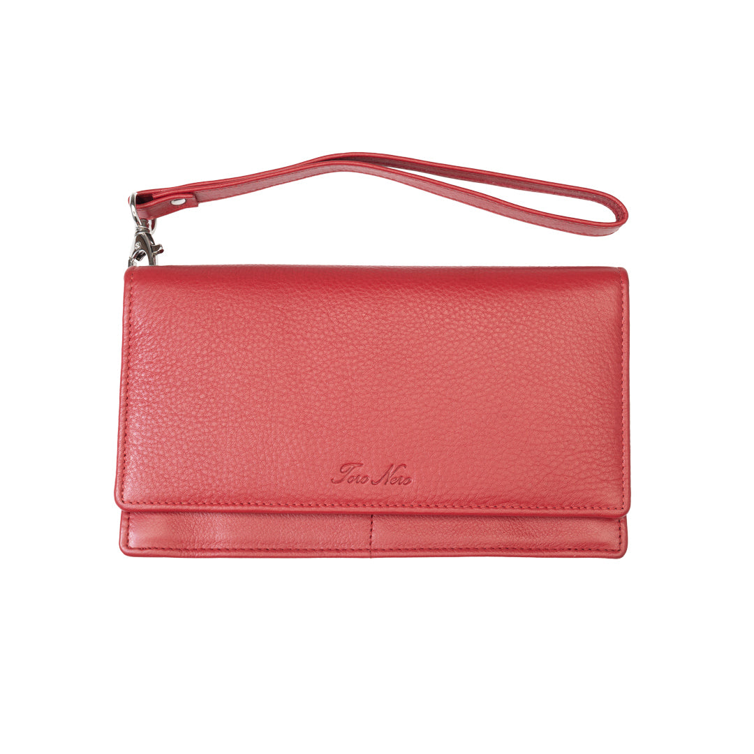 Portafoglio donna in vera pelle rosso Chiara, protezione RFID