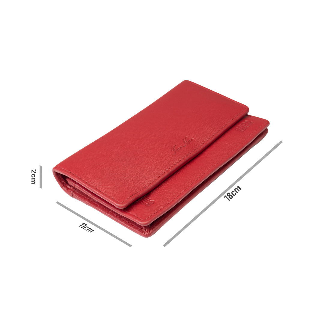 Portafoglio da donna in vera pelle rosso Cloudy, protezione RFID