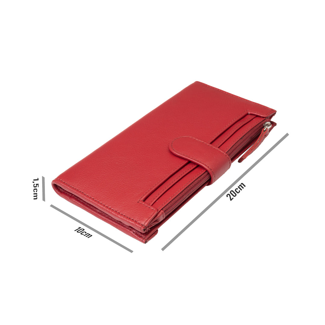 Portafoglio donna in vera pelle rosso Cory, protezione RFID