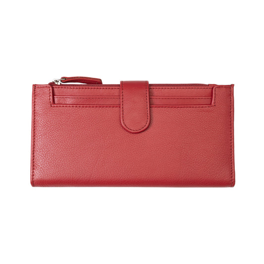 Portafoglio donna in vera pelle rosso Cory, protezione RFID