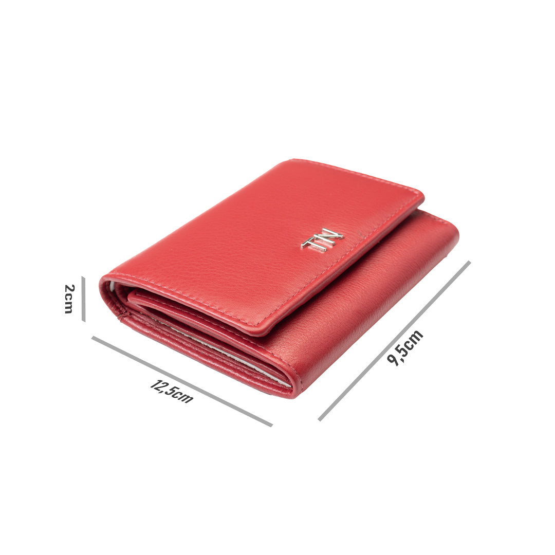 Portafoglio donna in pelle naturale rosso Ellis, protezione RFID