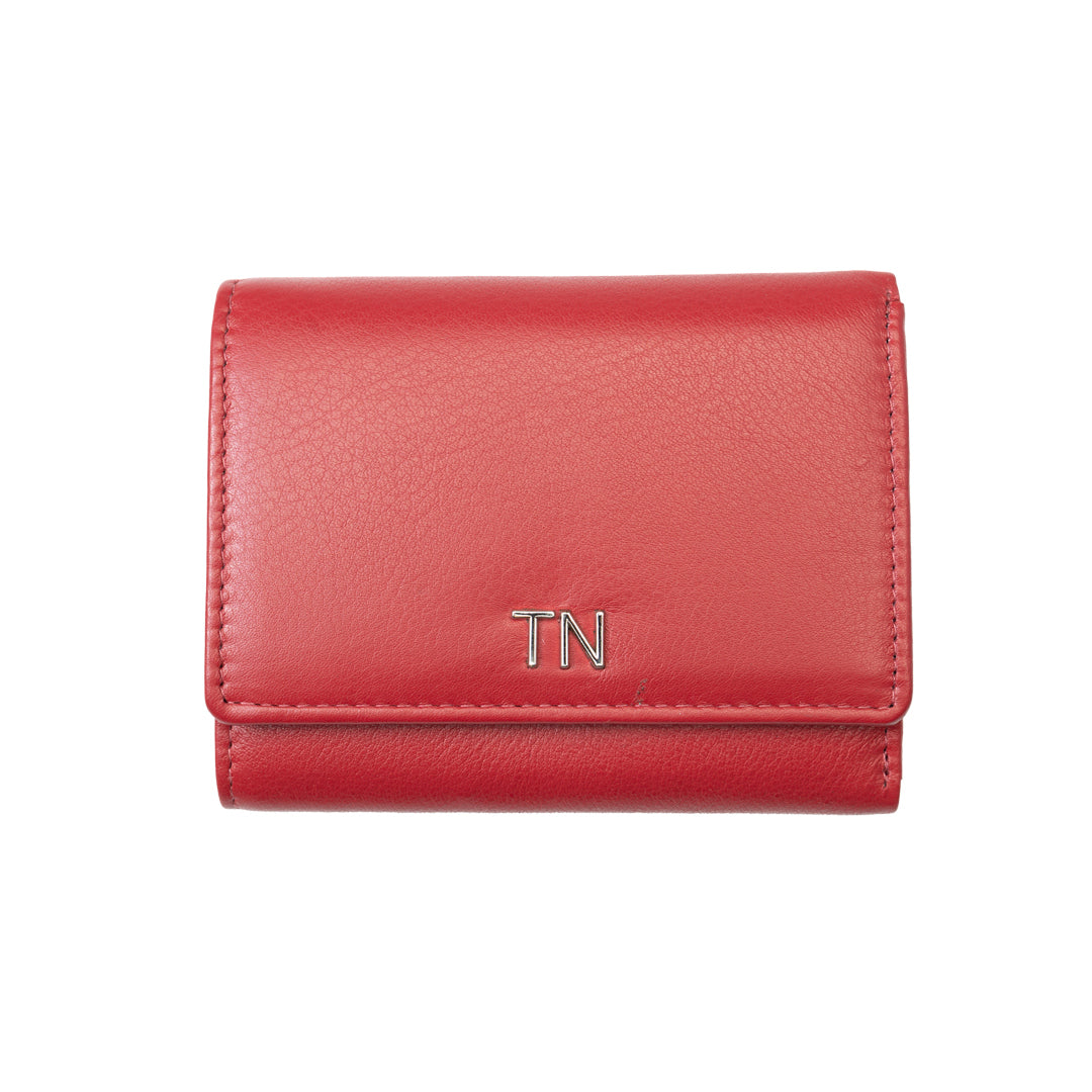Portafoglio donna in pelle naturale rosso Ellis, protezione RFID
