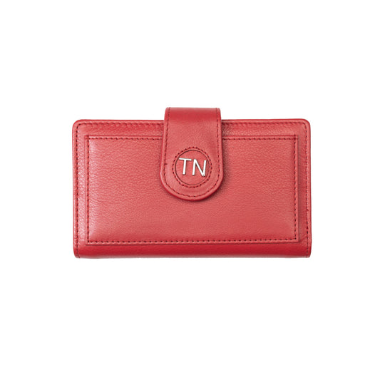 Portafoglio da donna in vera pelle rosso Mia, protezione RFID