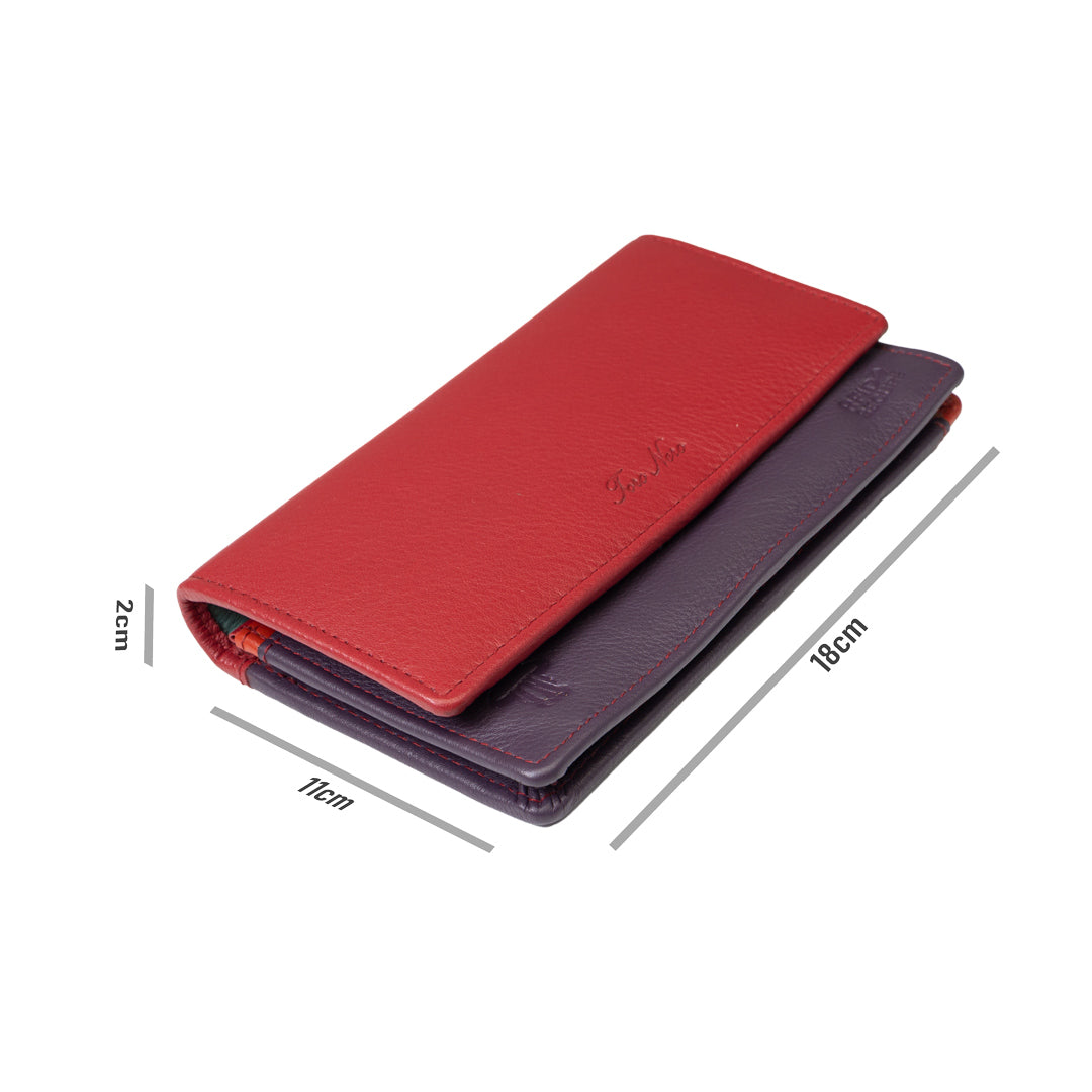 Portafoglio da donna in vera pelle rosso-viola Cloudy, protezione RFID