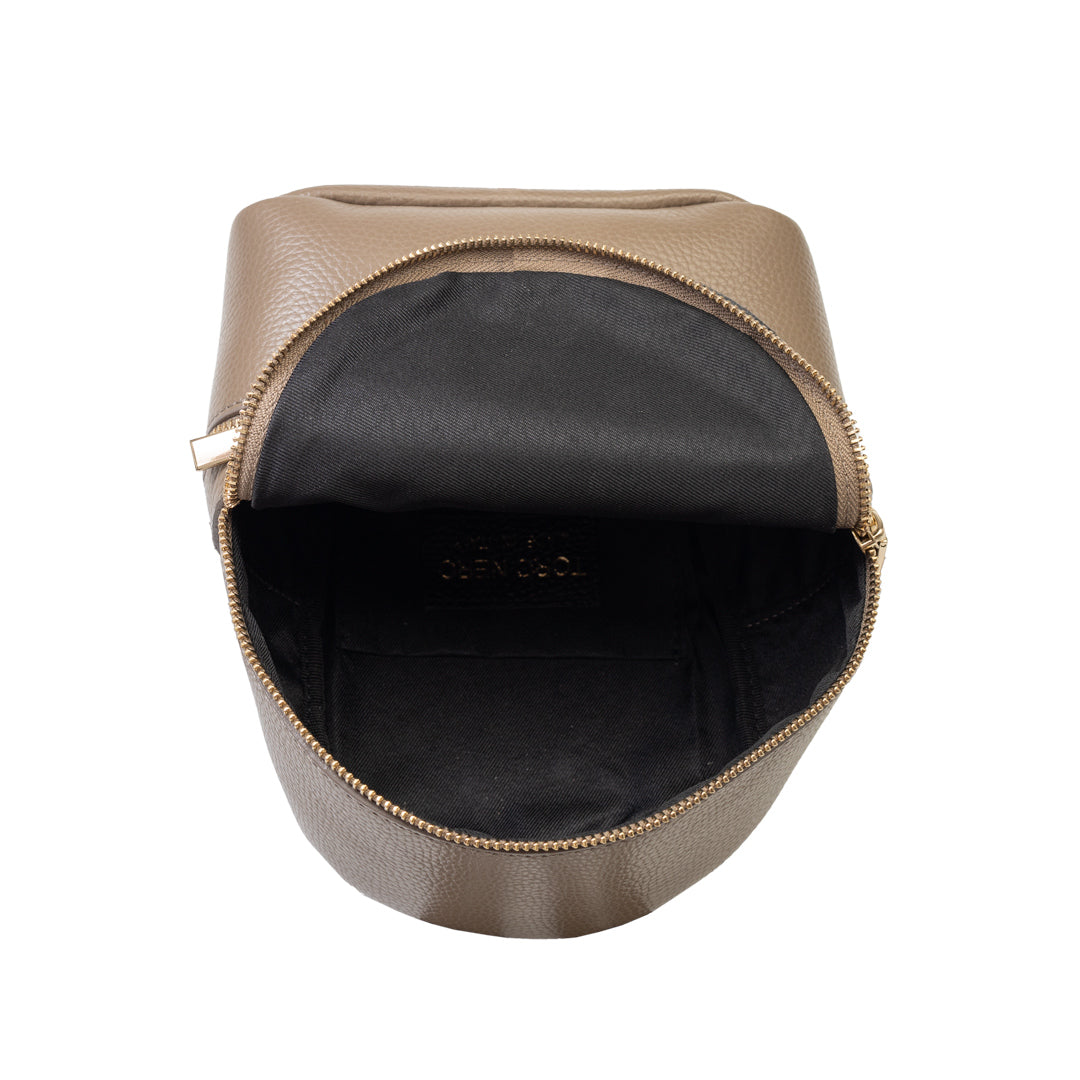 Zaino da donna in vera pelle color talpa Teen Spirit
