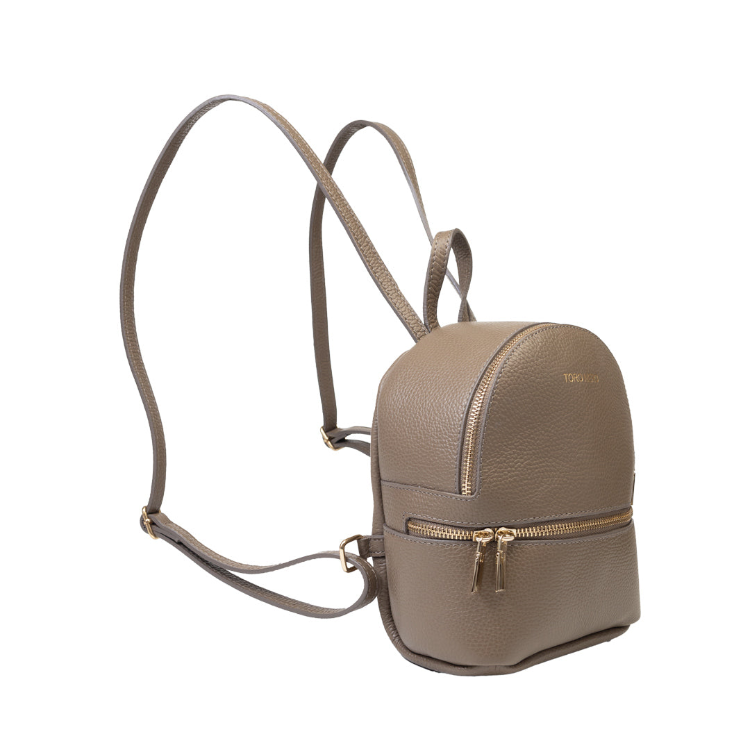 Zaino da donna in vera pelle color talpa Teen Spirit
