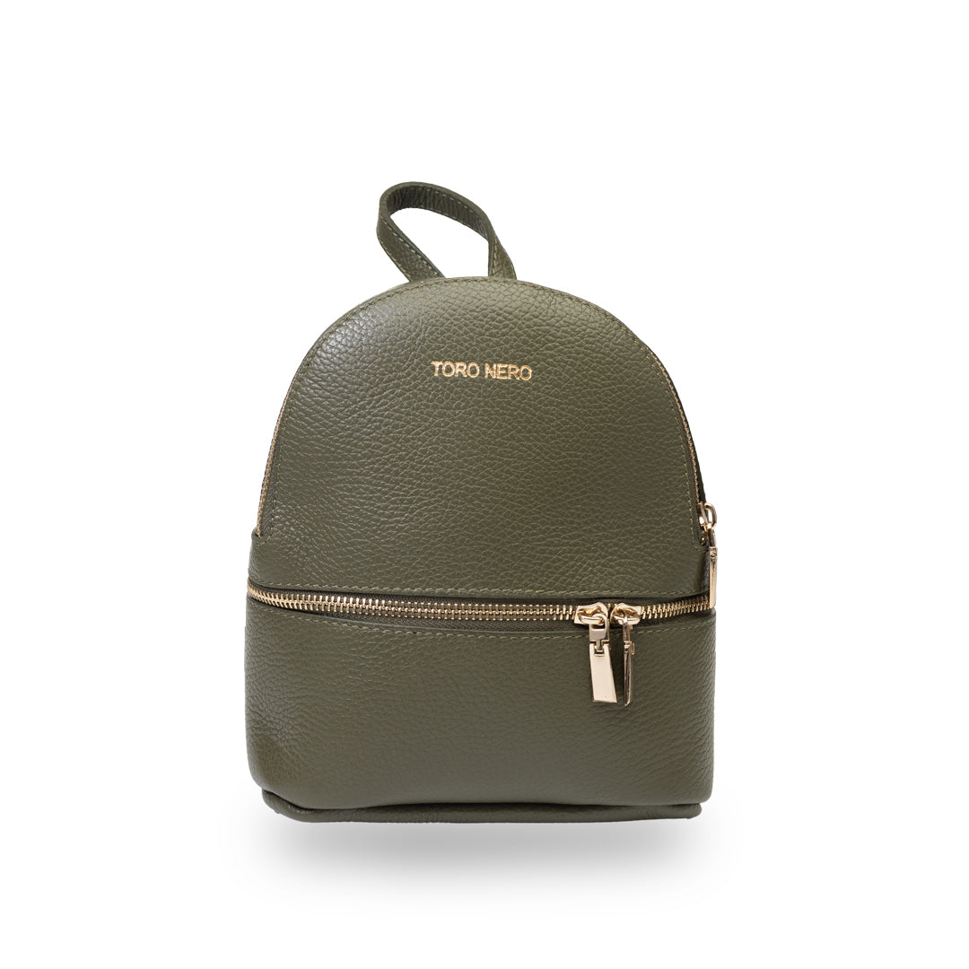 Zaino da donna in vera pelle verde militare Teen Spirit