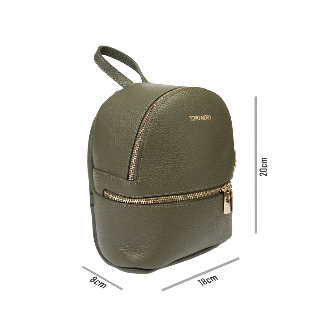 Zaino da donna in vera pelle verde militare Teen Spirit