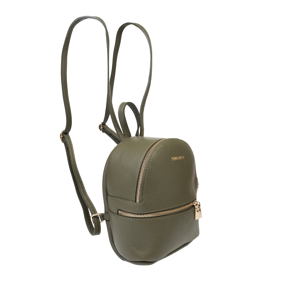 Zaino da donna in vera pelle verde militare Teen Spirit