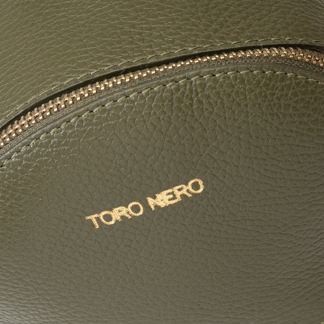Zaino da donna in vera pelle verde militare Teen Spirit