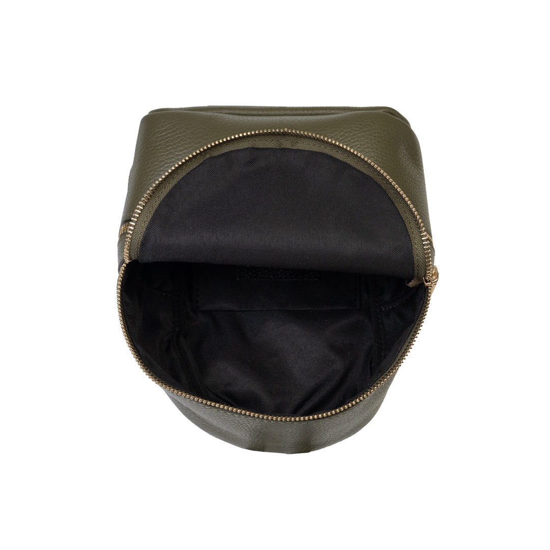 Zaino da donna in vera pelle verde militare Teen Spirit