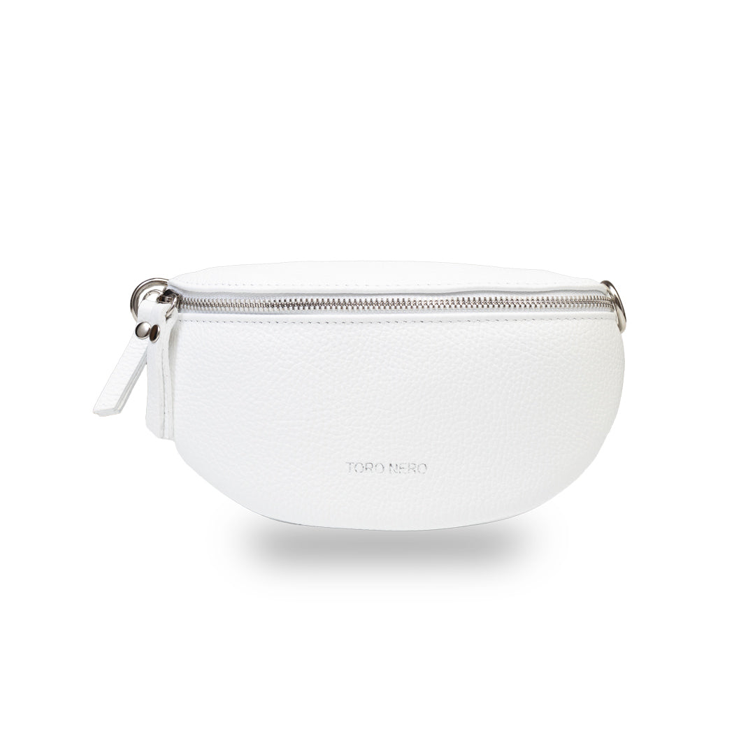 Marsupio donna in pelle naturale bianco Waist Glam