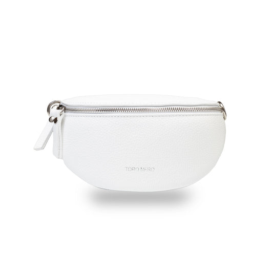 Damen-Bauchtasche aus echtem Leder Weiß Waist Glam