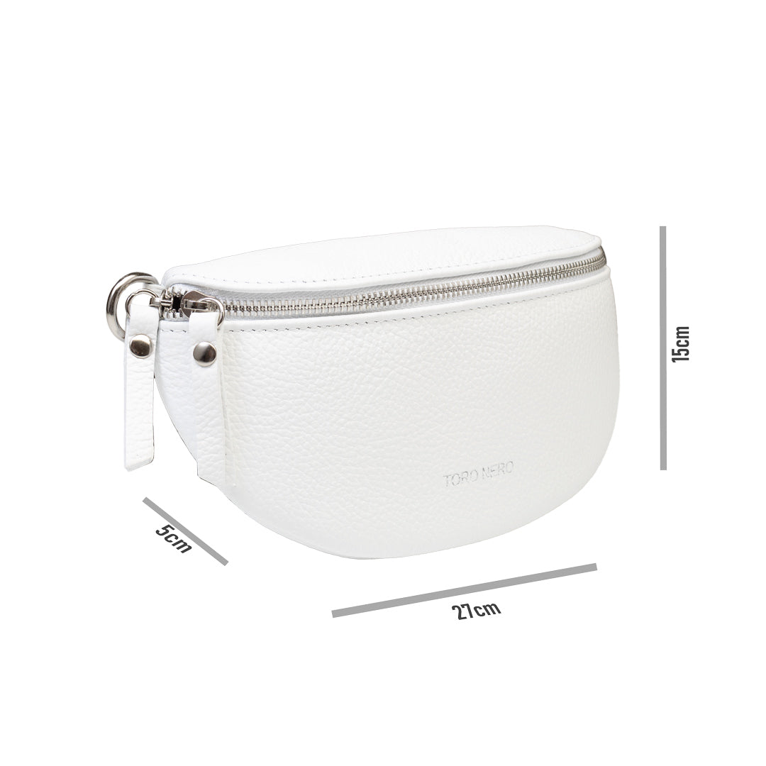 Marsupio donna in pelle naturale bianco Waist Glam