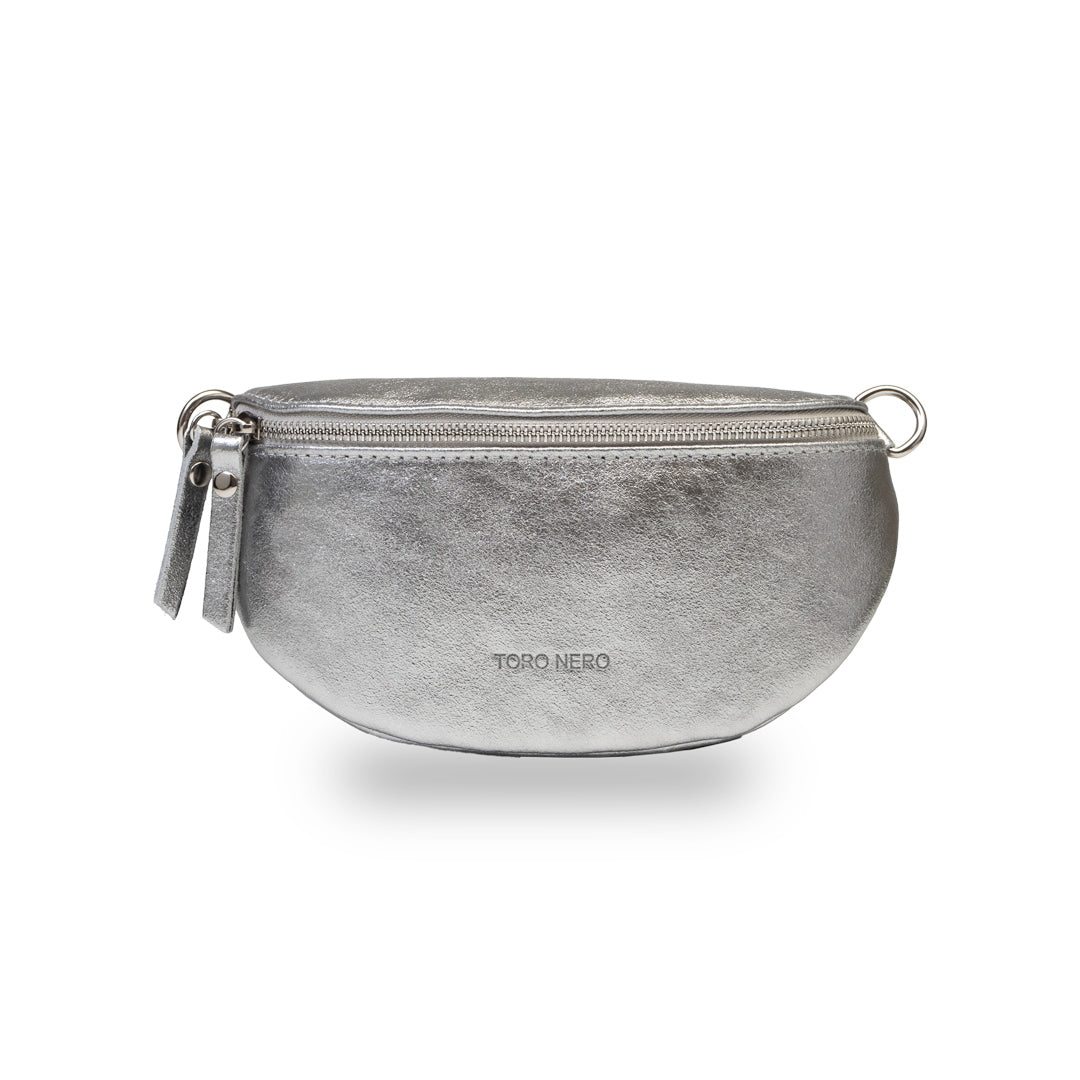 Marsupio donna in vera pelle color argento Waist Glam