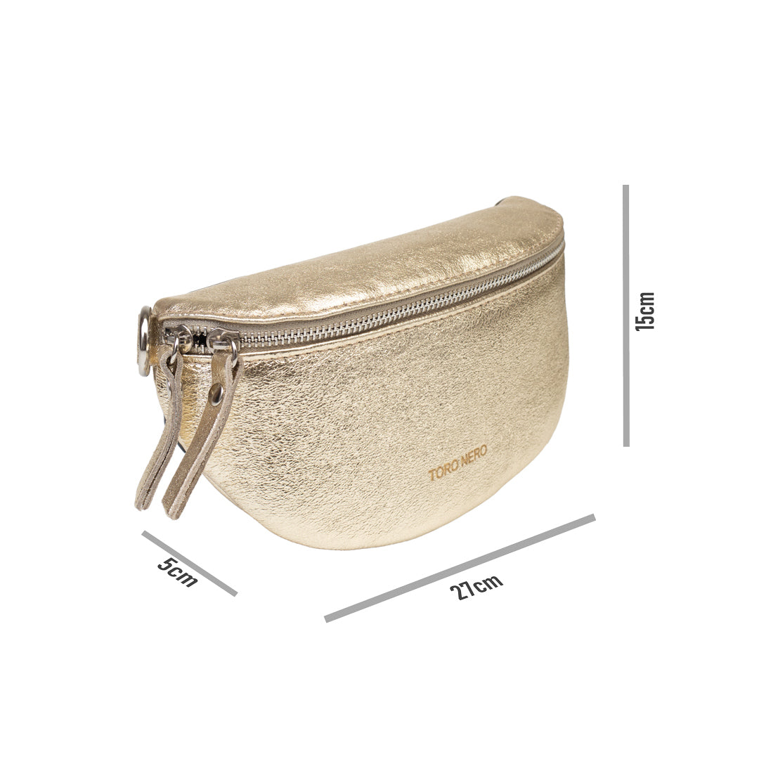 Marsupio da donna in vera pelle oro Waist Glam