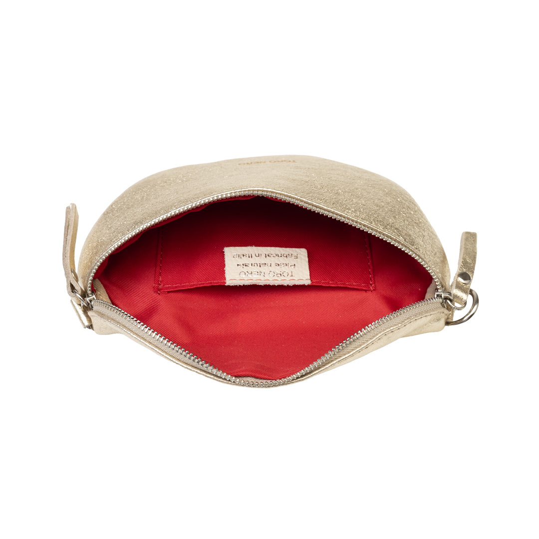 Damen-Gürteltasche aus echtem Leder Gold Waist Glam