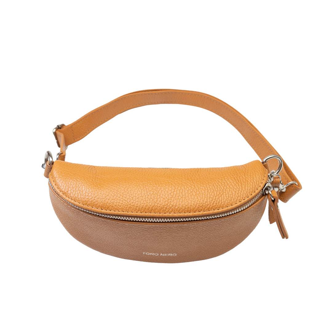 Sac banane en cuir véritable marron pour femme Waist Glam