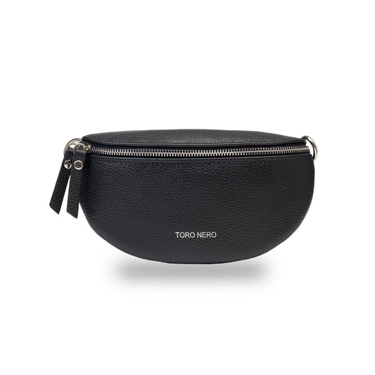 Ženska pasna torbica iz naravnega črnega usnja Waist Glam