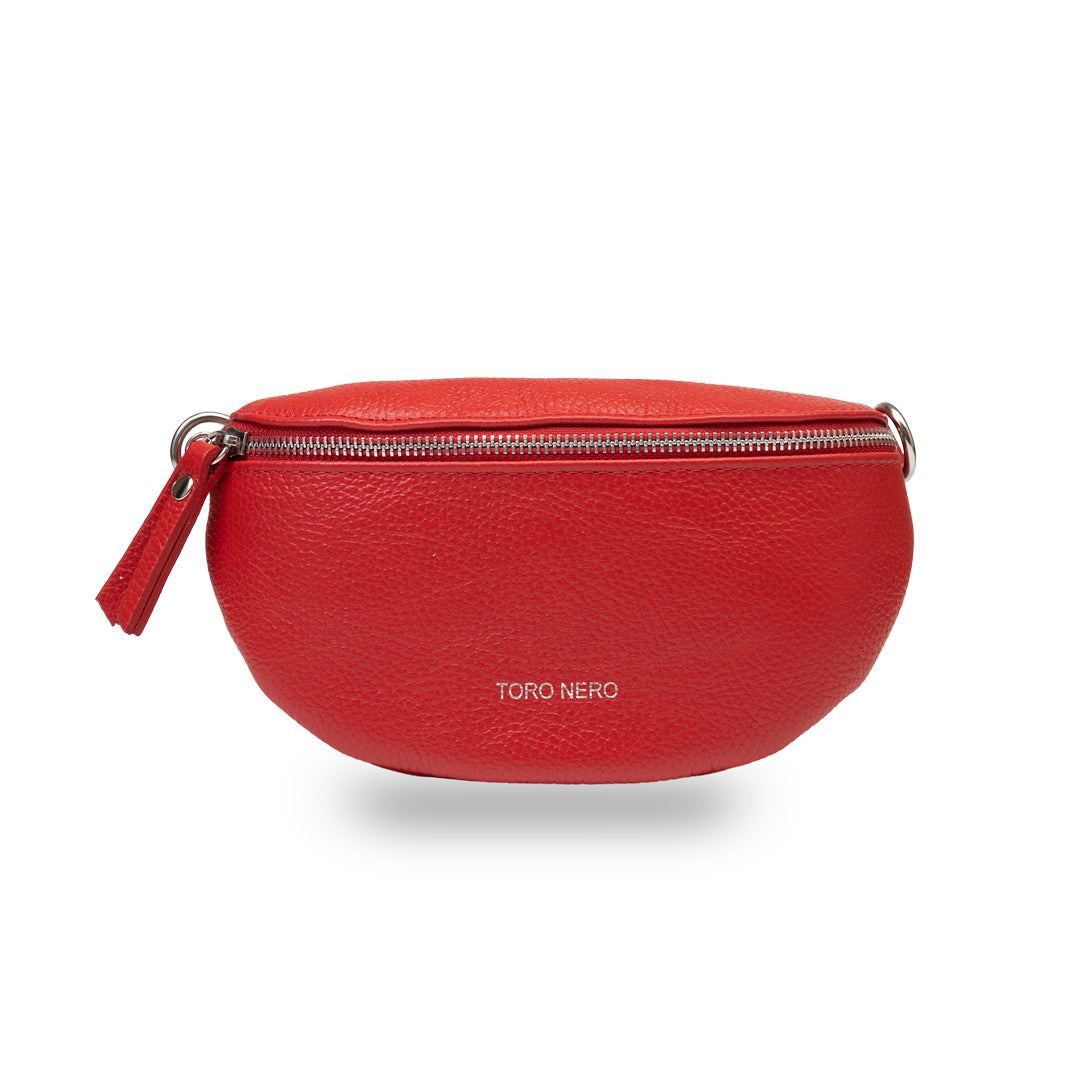 Borsello da donna in vera pelle rossa Waist Glam