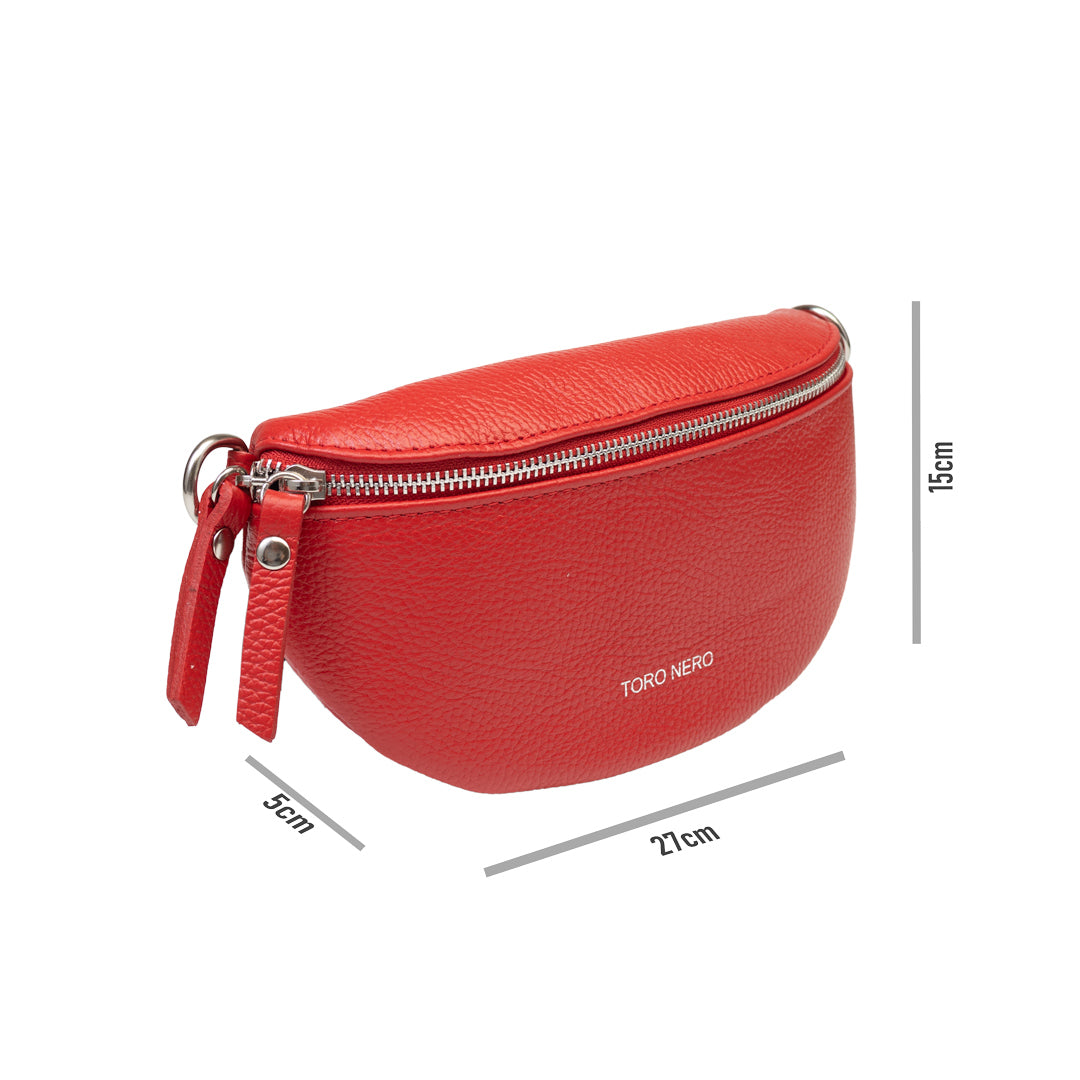 Borsello da donna in vera pelle rossa Waist Glam