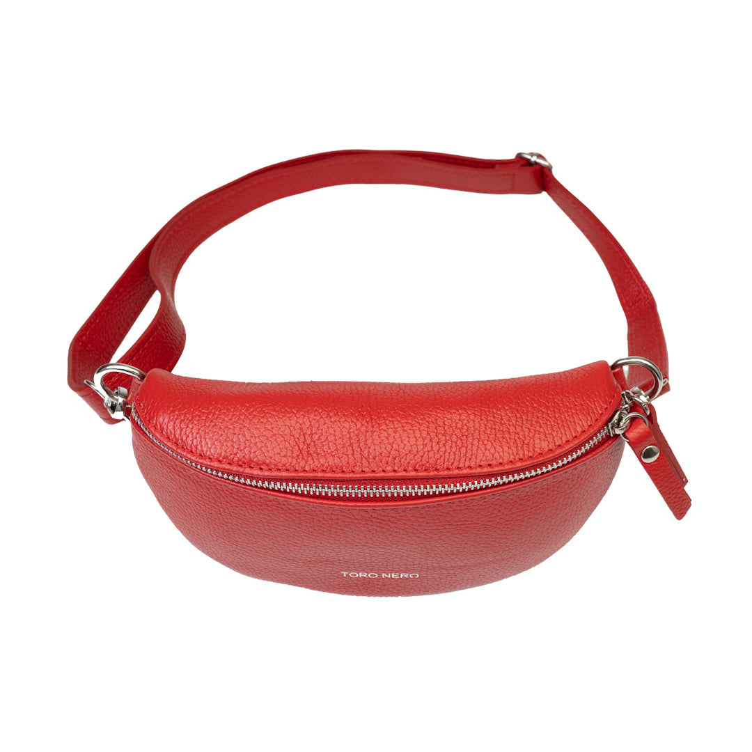 Damentasche aus echtem rotem Leder Waist Glam