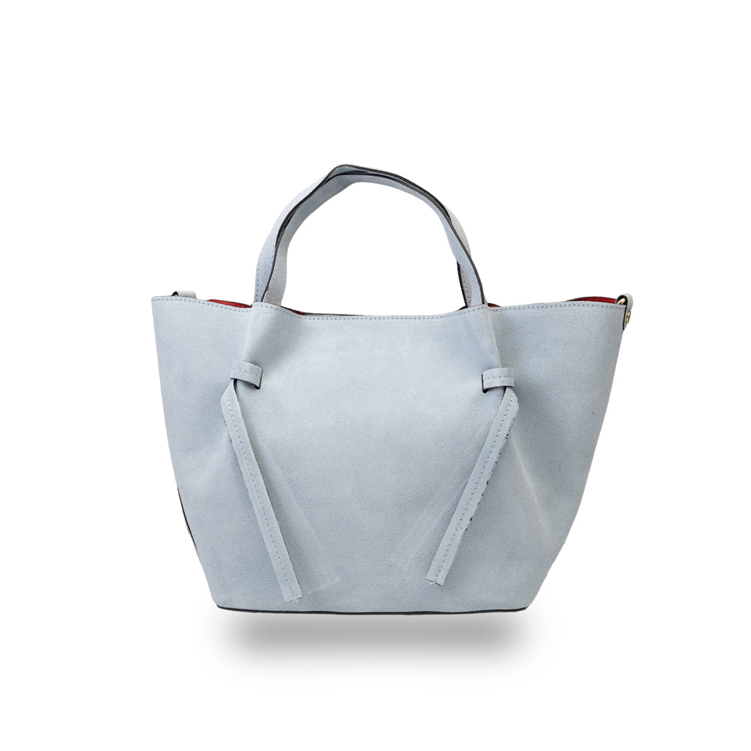 Borsa da donna in camoscio naturale azzurro Loretta