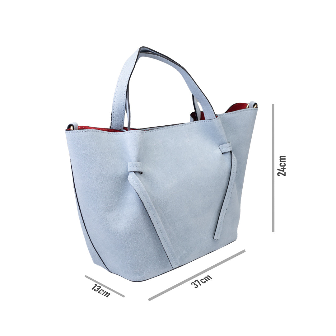 Borsa da donna in camoscio naturale azzurro Loretta