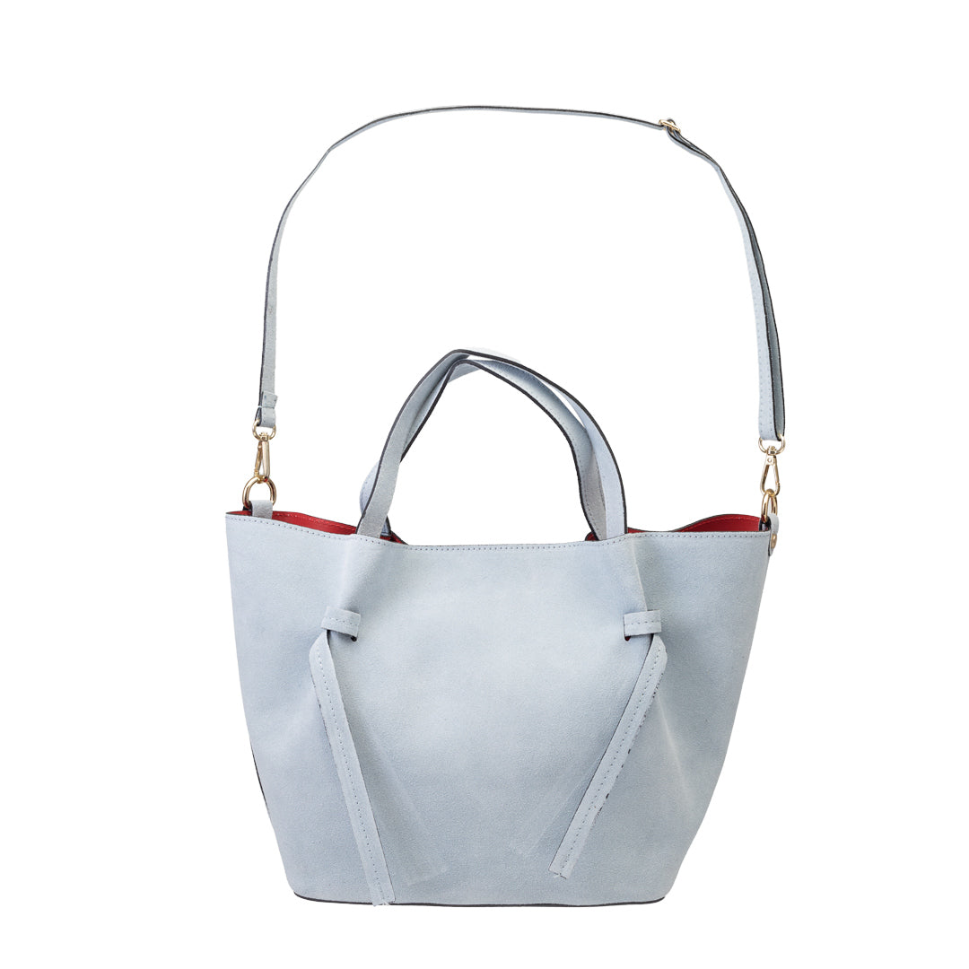 Borsa da donna in camoscio naturale azzurro Loretta