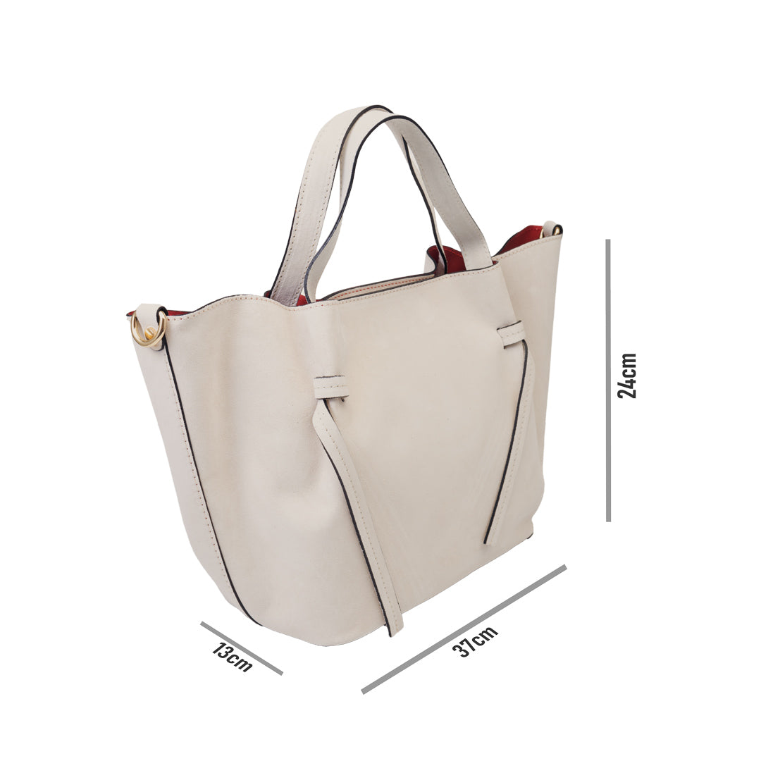 Borsa da donna in pelle scamosciata naturale beige Loretta