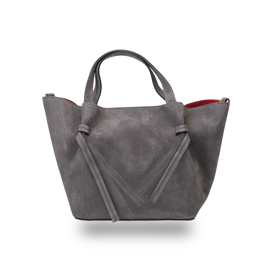 Borsa da donna in pelle scamosciata naturale grigia Loretta