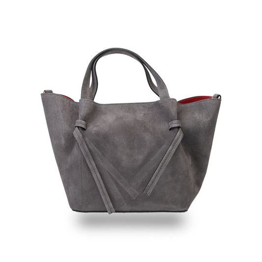 Borsa da donna in pelle scamosciata naturale grigia Loretta