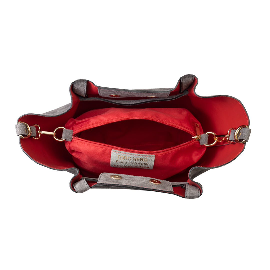 Damenhandtasche aus grauem Wildleder Loretta