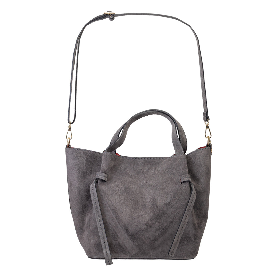 Damenhandtasche aus grauem Wildleder Loretta
