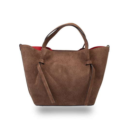 Borsa da donna in pelle scamosciata naturale marrone Loretta