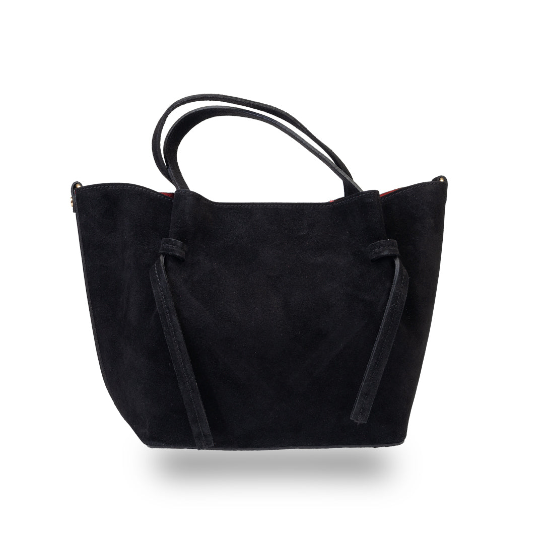 Borsa da donna in pelle scamosciata naturale nera Loretta