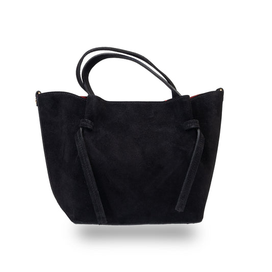 Borsa da donna in pelle scamosciata naturale nera Loretta