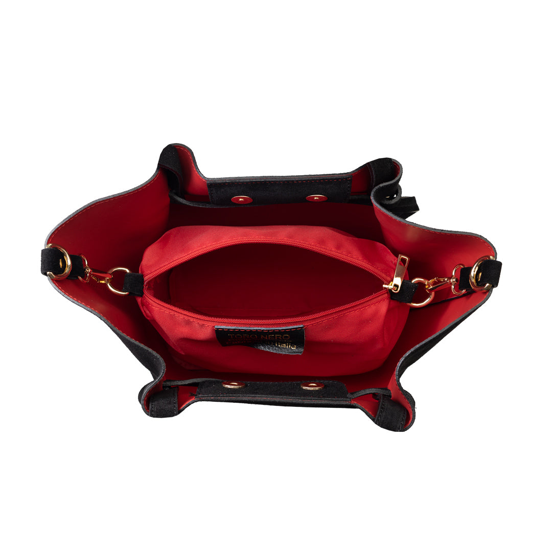 Damenhandtasche aus schwarzem Wildleder Loretta