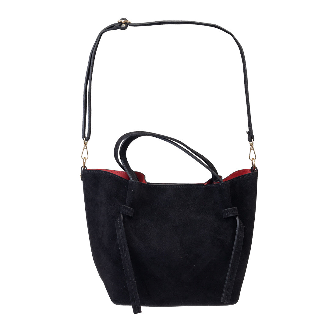 Damenhandtasche aus schwarzem Wildleder Loretta