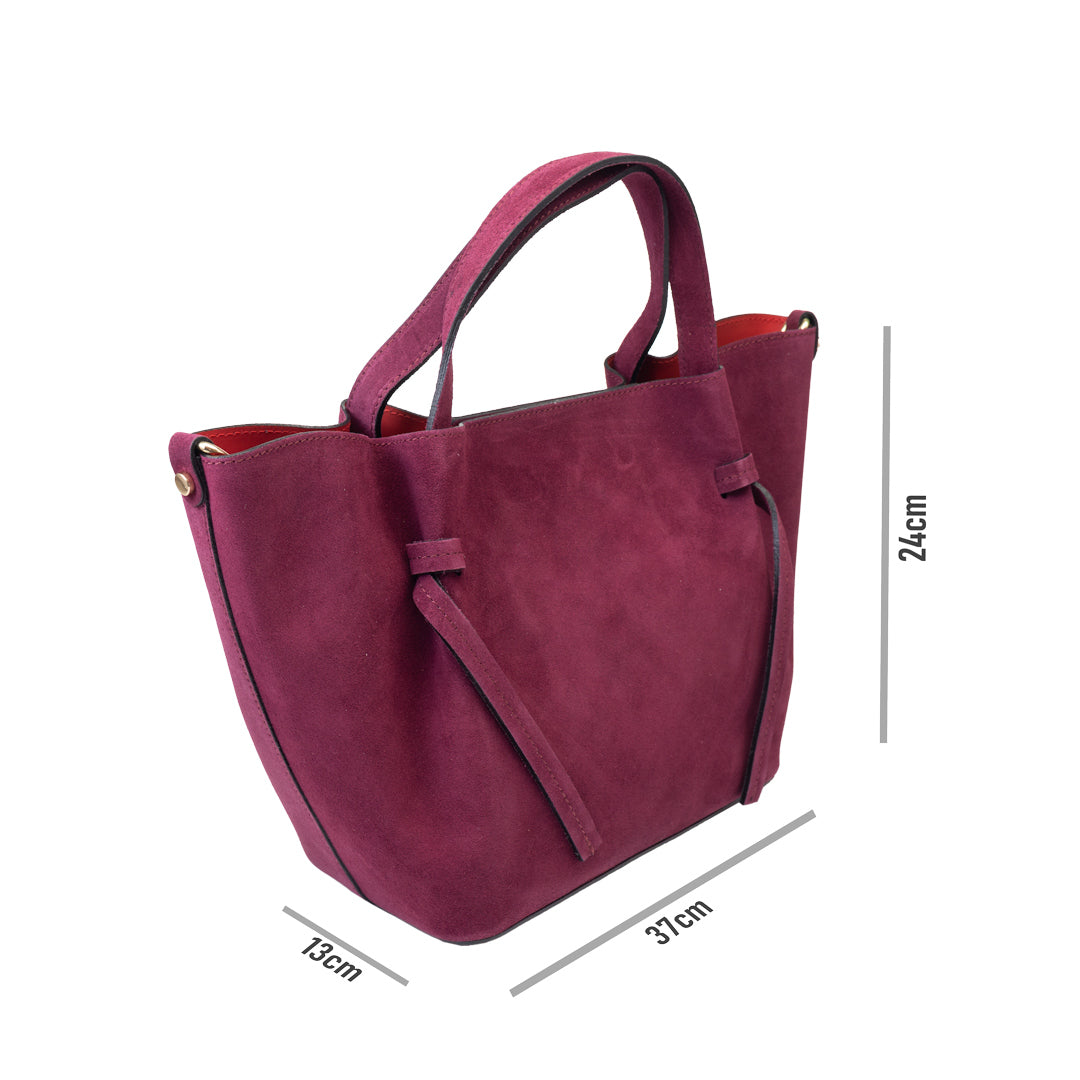 Borsa da donna in camoscio prugna Loretta