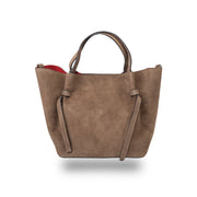 Borsa da donna in pelle scamosciata naturale tortora scuro Loretta